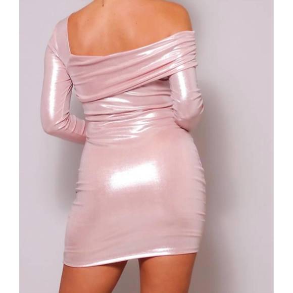 NEW CEFIAN asymetrical pink mini dress in pink - Picture 2 of 3